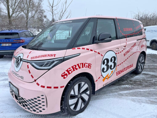 Digitaldruck Folierung – VW ID.Buzz – Porsche Zentrum Magdeburg 01